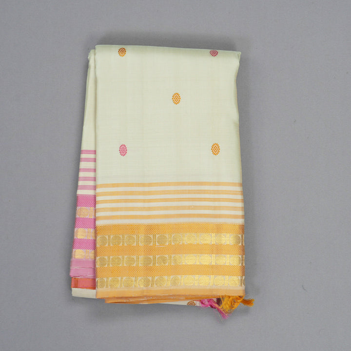 Hayagrivas Handloom Cream Kanjivaram Silk Saree with Ganga Jamuna Border KBF284E5-1