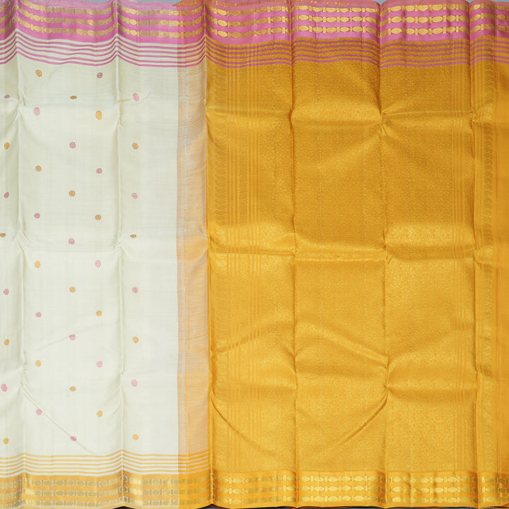 Hayagrivas Handloom Cream Kanjivaram Silk Saree with Ganga Jamuna Border KBF284E5-1