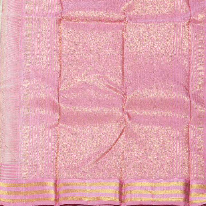 Hayagrivas Handloom Half-White Kanjivaram Silk Saree with Ganga Jamuna Border KBF284E5-2
