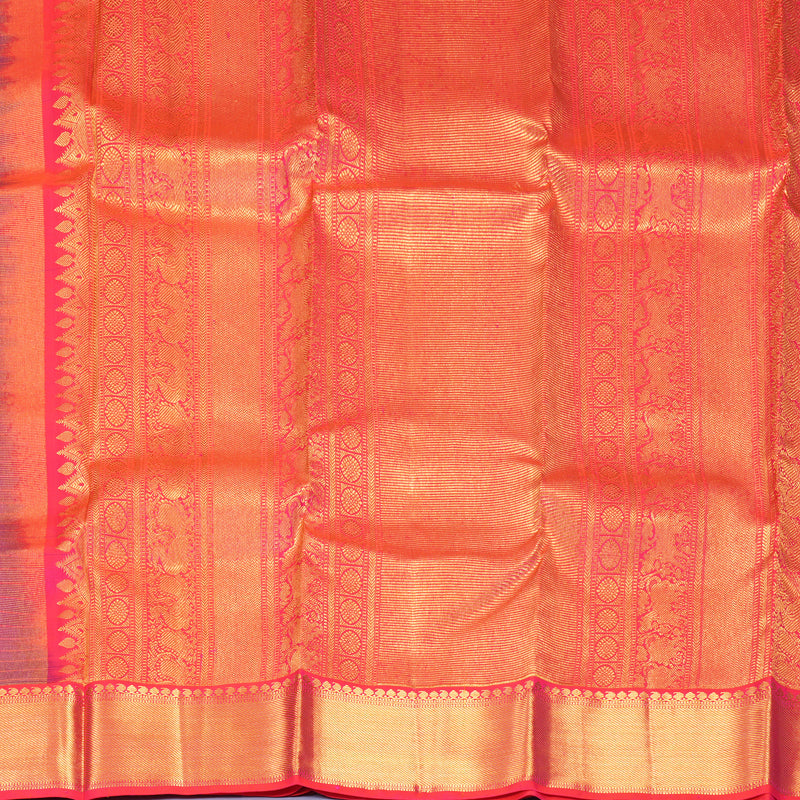 Hayagrivas Handloom Purple Kanjivaram Silk Saree with Orangish-Pink Border KBF285E11-3