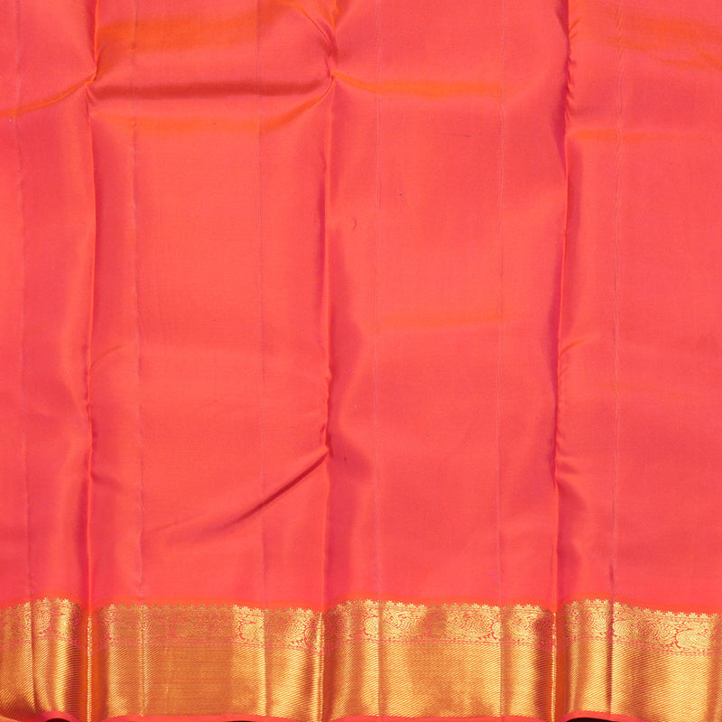 Hayagrivas Handloom MS Blue Kanjivaram Silk Saree with Orangish-Pink Border KBF285E11-5