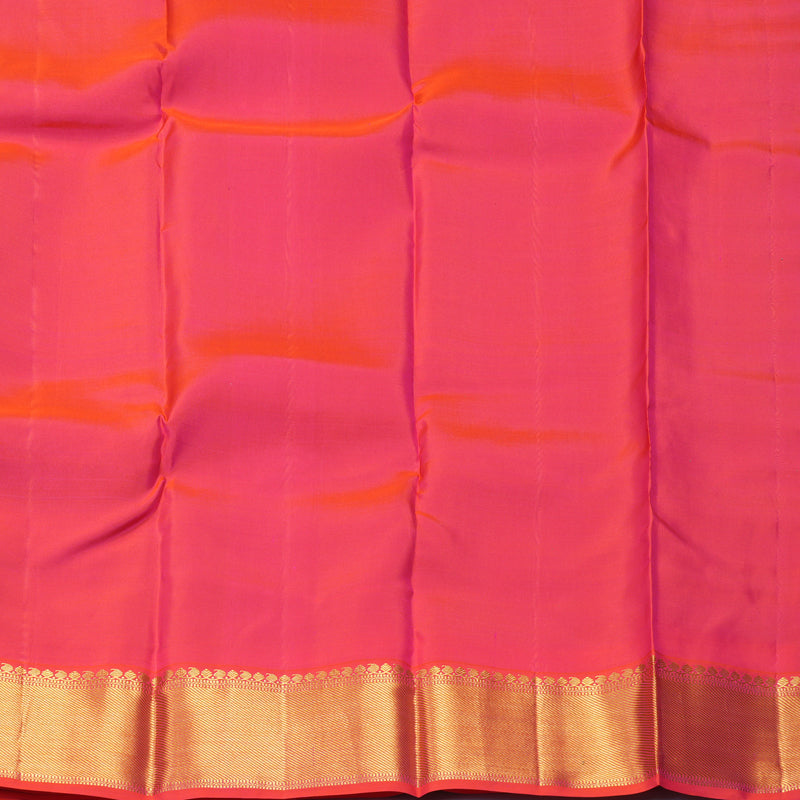 Hayagrivas Handloom Bottle Green Kanjivaram Silk Saree with Orangish-Pink Border KBF285E11-7