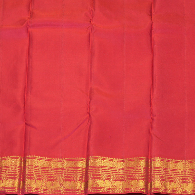 Hayagrivas Handloom Mild Sage Green Kanjivaram Silk Saree with Reddish-Pink Border KBF285E12-8