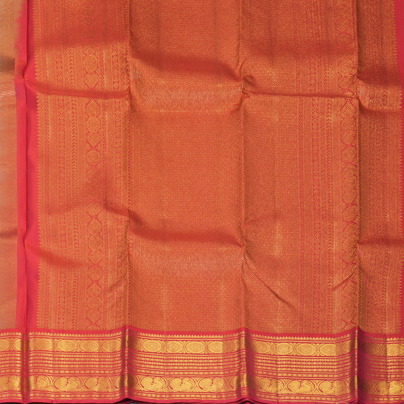 Hayagrivas Handloom Mild Sage Green Kanjivaram Silk Saree with Reddish-Pink Border KBF285E12-8