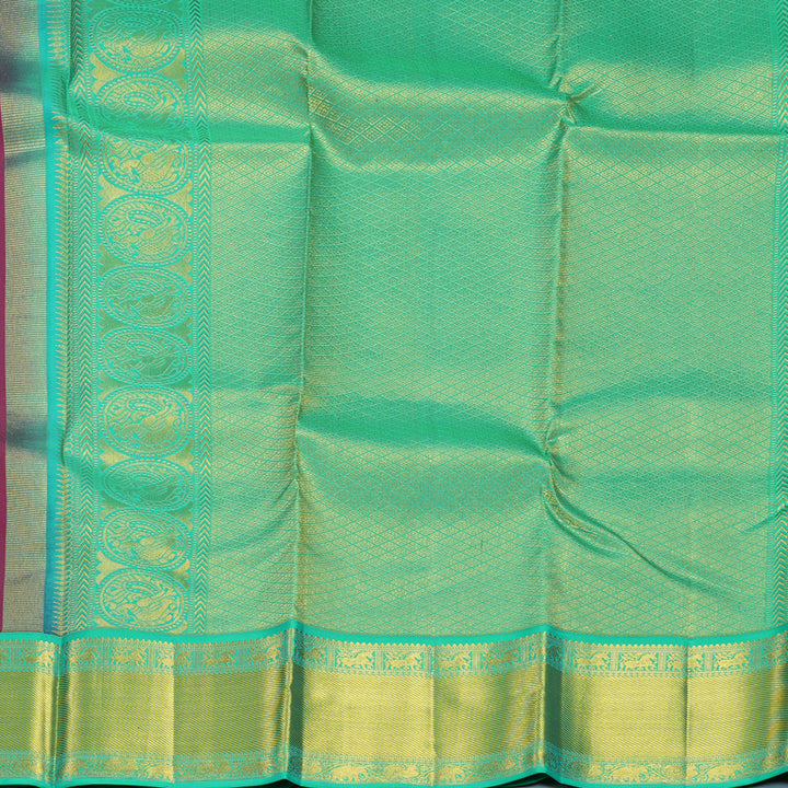 Hayagrivas Handloom Wine Purple Kanjivaram Silk Saree with Ganga Jamuna Border KBF285E12-9