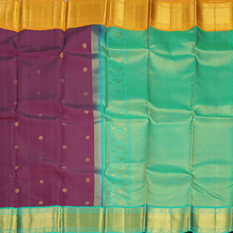 Hayagrivas Handloom Wine Purple Kanjivaram Silk Saree with Ganga Jamuna Border KBF285E12-9