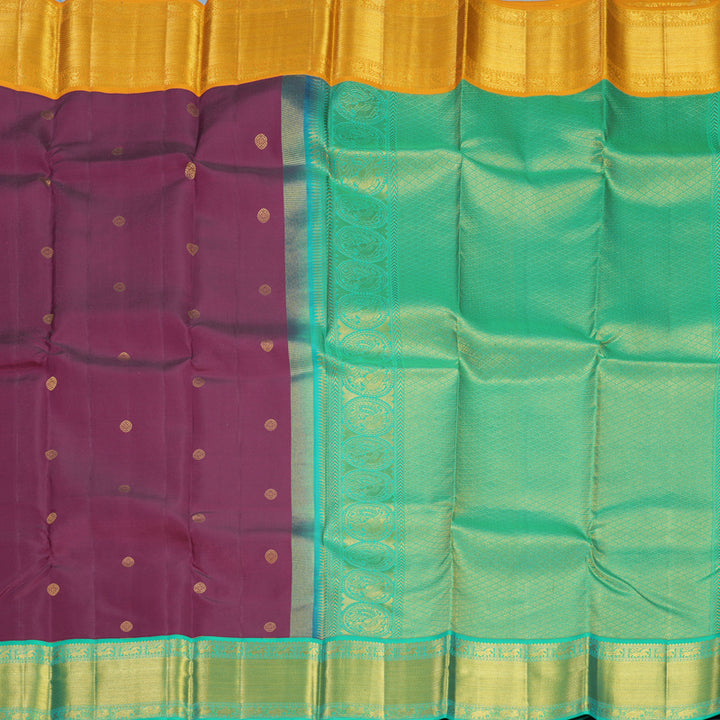 Hayagrivas Handloom Wine Purple Kanjivaram Silk Saree with Ganga Jamuna Border KBF285E12-9