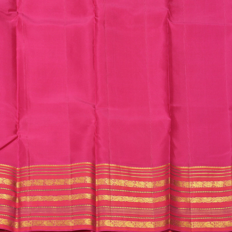 Hayagrivas Handloom Half-White Kanjivaram Silk Saree with Pink Border KBF285E14-2
