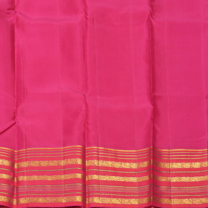 Hayagrivas Handloom Half-White Kanjivaram Silk Saree with Pink Border KBF285E14-2