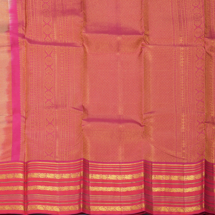 Hayagrivas Handloom Half-White Kanjivaram Silk Saree with Pink Border KBF285E14-2