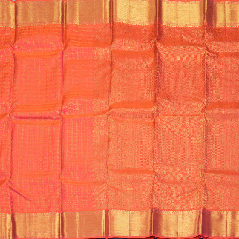 Hayagrivas Handloom Orangish-Pink Kanjivaram Silk Saree KBF285E15-4