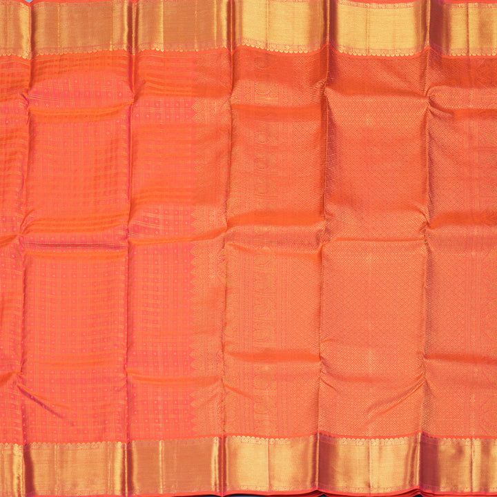 Hayagrivas Handloom Orangish-Pink Kanjivaram Silk Saree KBF285E15-4