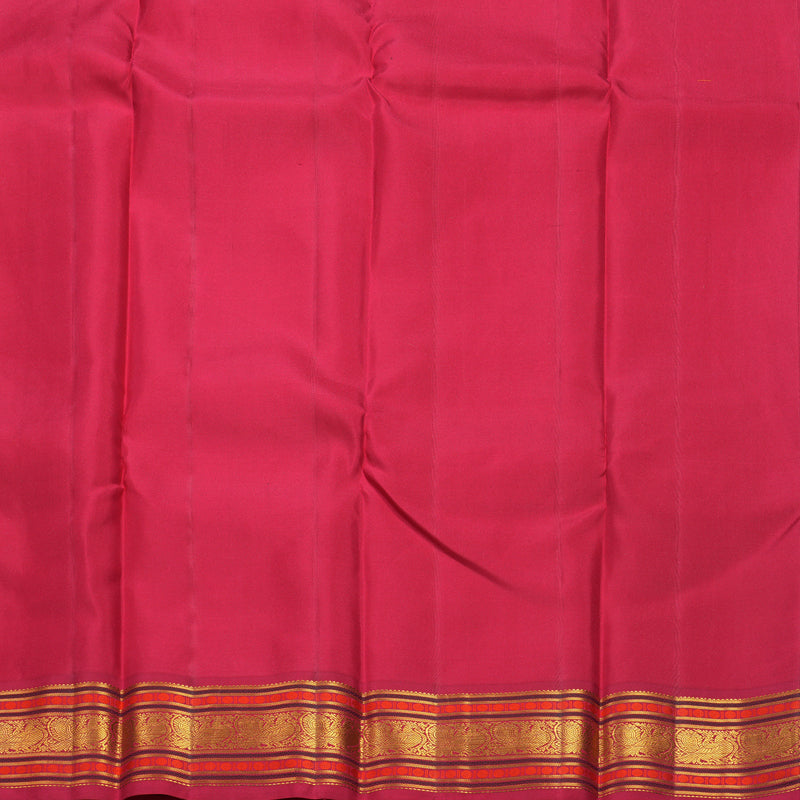 Hayagrivas Handloom Turmeric Yellow Kanjivaram Silk Saree with Pink Border KBF285E8-5