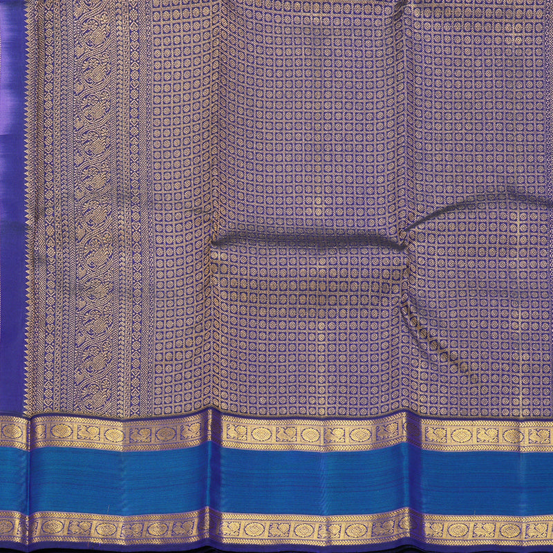 Hayagrivas Handloom Lavender-Pink Kanjivaram Silk Saree with Peacock Blue Border KBF285E9-1