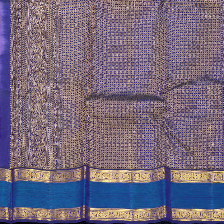 Hayagrivas Handloom Lavender-Pink Kanjivaram Silk Saree with Peacock Blue Border KBF285E9-1