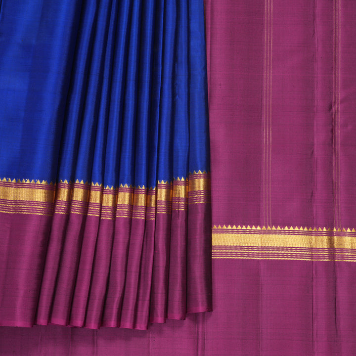 Hayagrivas Handloom Royal Blue Kanjivaram Silk Saree with Purple Border KBF286E1-1