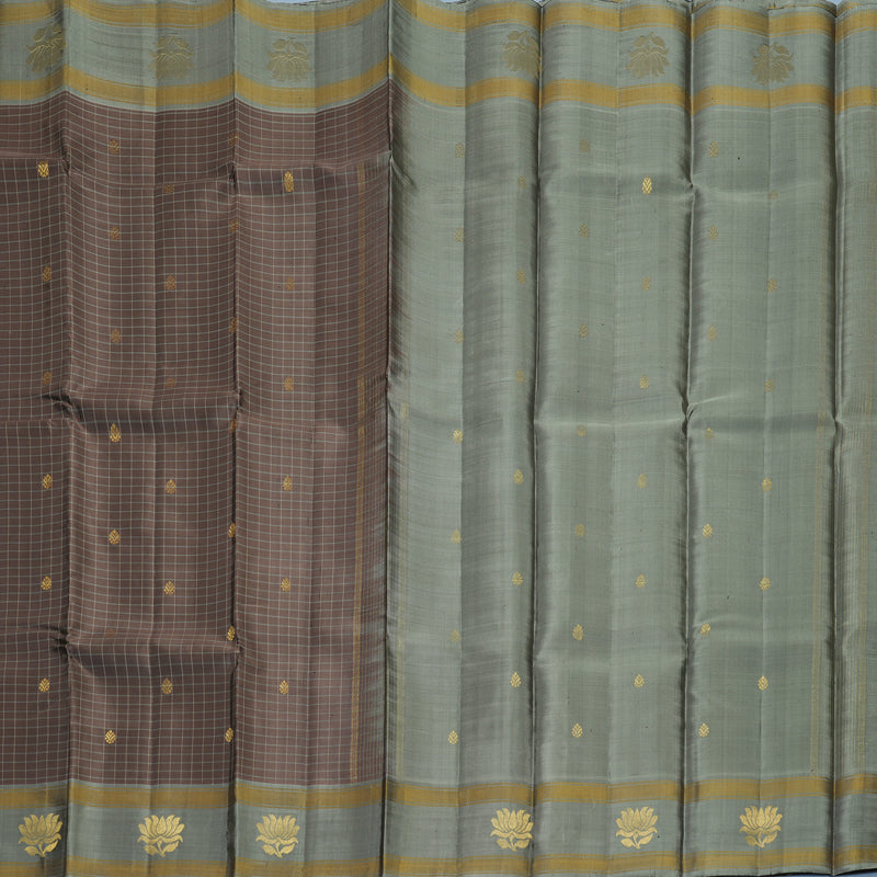 Hayagrivas Handloom Brown Kanjivaram Silk Saree with Cement Grey Border KBF286E10-5