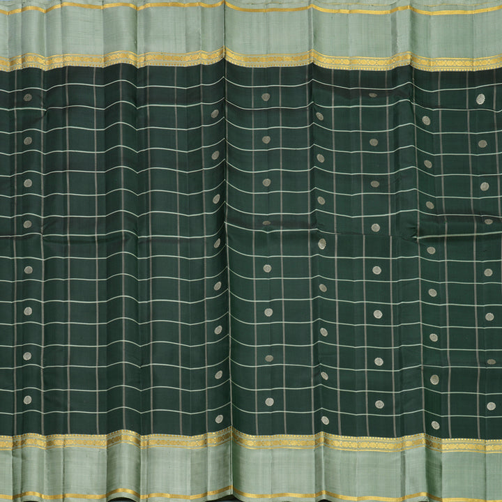 Hayagrivas Handloom Bottle Green Kanjivaram Silk Saree with Elaichi Green Border KBF286E12-1