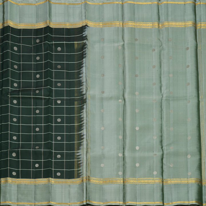 Hayagrivas Handloom Bottle Green Kanjivaram Silk Saree with Elaichi Green Border KBF286E12-1