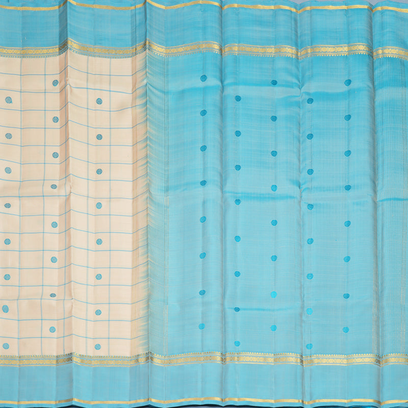 Hayagrivas Handloom Cream Kanjivaram Silk Saree with Sky Blue Border KBF286E12-4