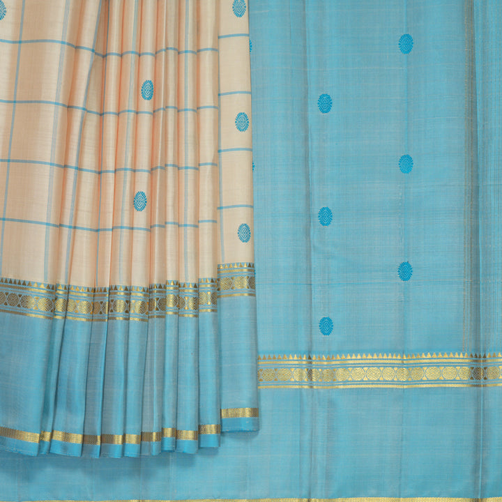 Hayagrivas Handloom Cream Kanjivaram Silk Saree with Sky Blue Border KBF286E12-4