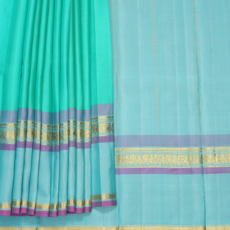 Hayagrivas Handloom Sea Green Kanjivaram Silk Saree with Powder Blue Border KBF286E2-1
