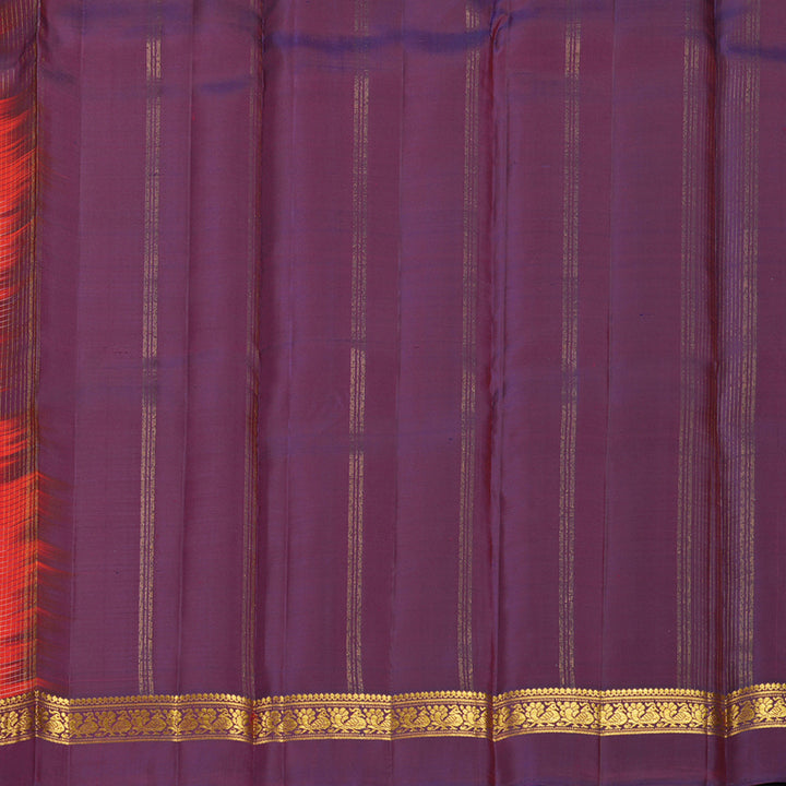 Hayagrivas Handloom Red Kanjivaram Silk Saree with Purple Border KBF286E8-3