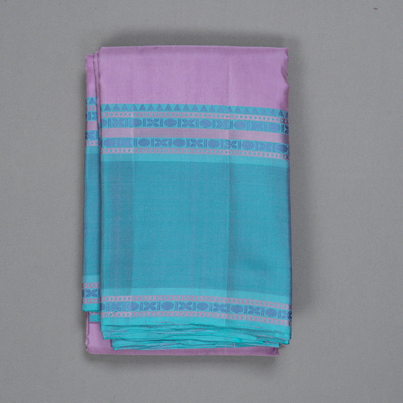 Hayagrivas Handloom Lavender Kanjivaram Silk Saree with Sea Blue Border KBF287E10-2