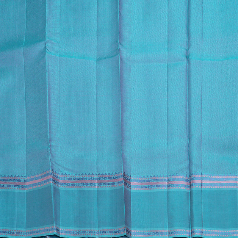Hayagrivas Handloom Lavender Kanjivaram Silk Saree with Sea Blue Border KBF287E10-2