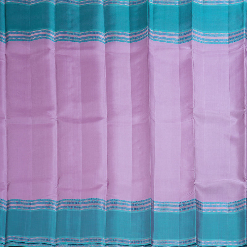 Hayagrivas Handloom Lavender Kanjivaram Silk Saree with Sea Blue Border KBF287E10-2