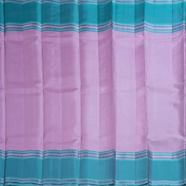 Hayagrivas Handloom Lavender Kanjivaram Silk Saree with Sea Blue Border KBF287E10-2