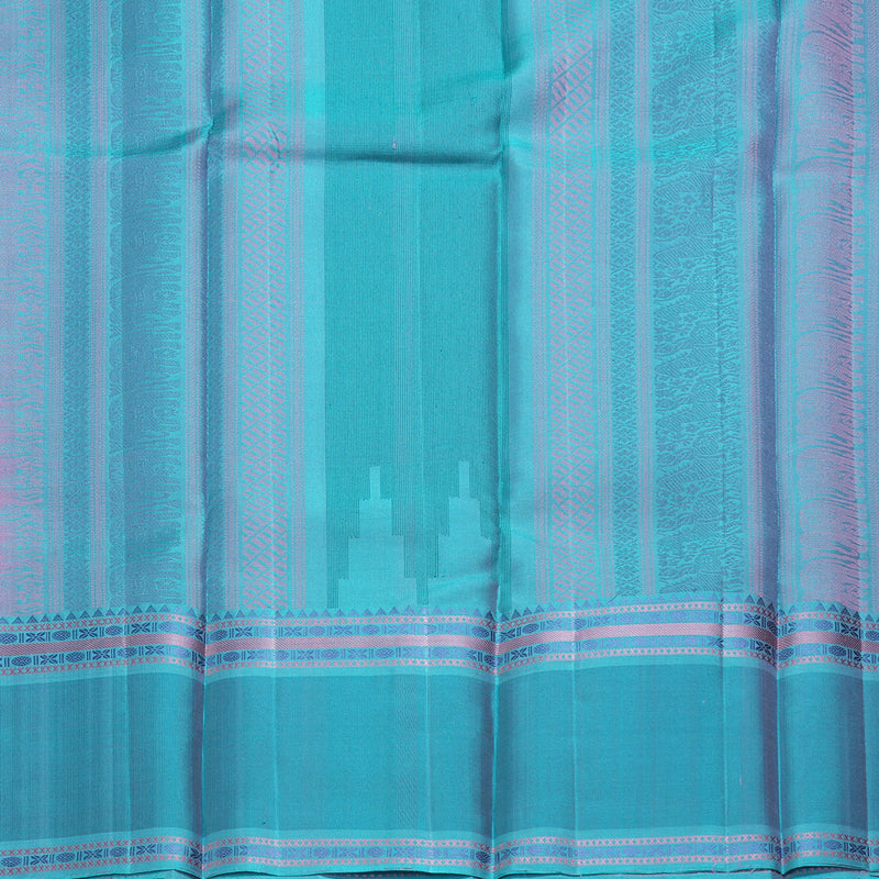Hayagrivas Handloom Lavender Kanjivaram Silk Saree with Sea Blue Border KBF287E10-2