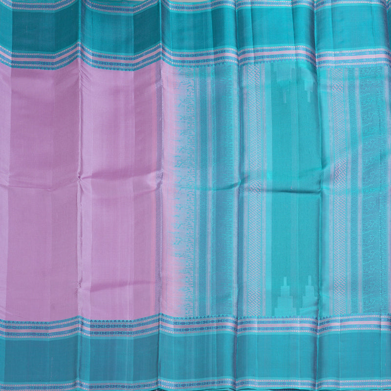 Hayagrivas Handloom Lavender Kanjivaram Silk Saree with Sea Blue Border KBF287E10-2