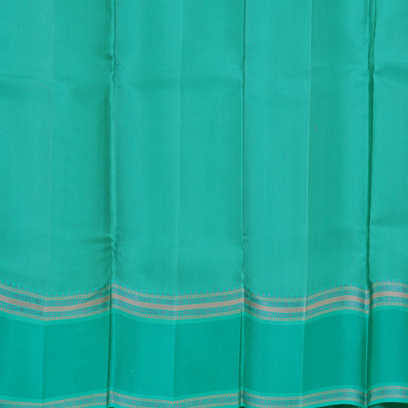 Hayagrivas Handloom Pastel Green Kanjivaram Silk Saree with Bright Teal Border KBF287E10-3