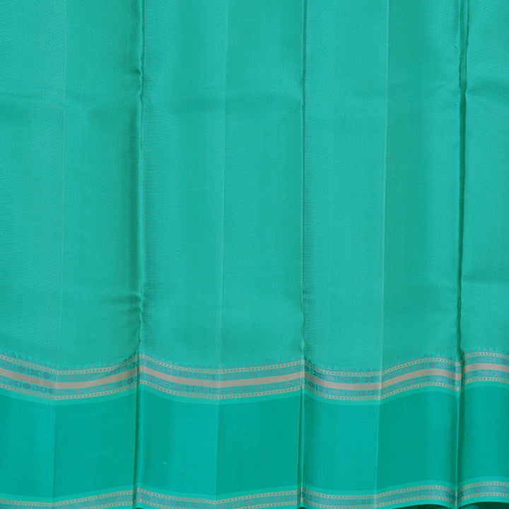 Hayagrivas Handloom Pastel Green Kanjivaram Silk Saree with Bright Teal Border KBF287E10-3