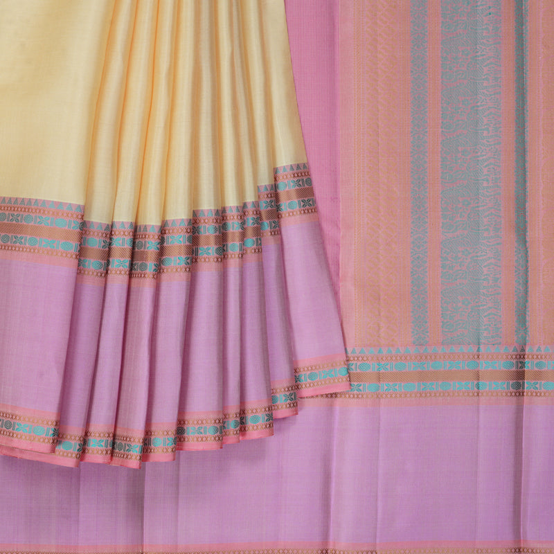 Hayagrivas Handloom Sandal Kanjivaram Silk Saree with Lotus Pink Border KBF287E10-4