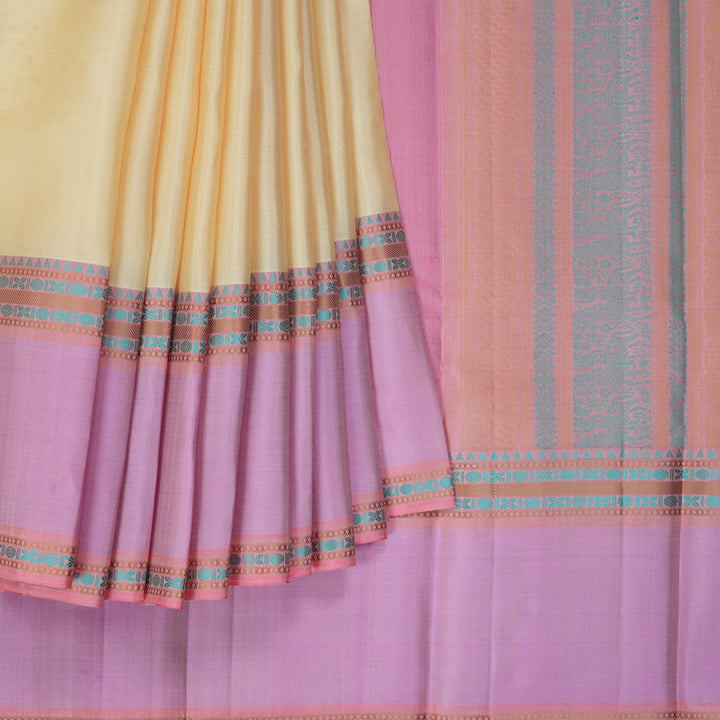 Hayagrivas Handloom Sandal Kanjivaram Silk Saree with Lotus Pink Border KBF287E10-4