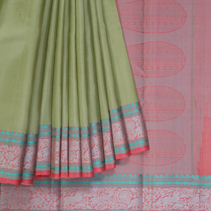 Hayagrivas Handloom Light Elaichi Green Kanjivaram Silk Saree KBF287E11-2
