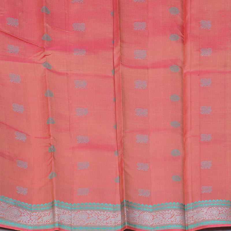 Hayagrivas Handloom Cream Kanjivaram Silk Saree with Peach Border KBF287E11-4