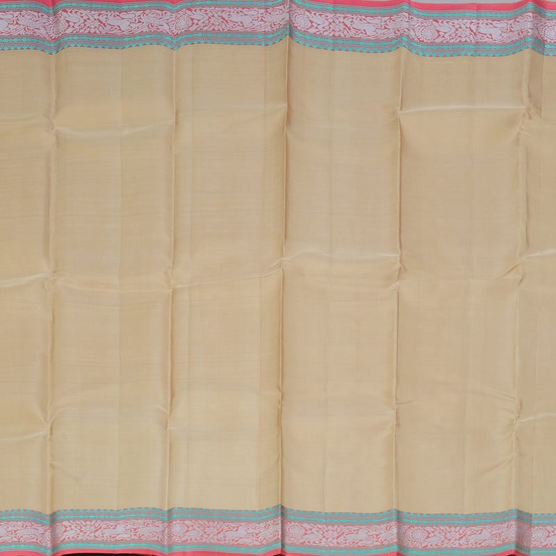 Hayagrivas Handloom Cream Kanjivaram Silk Saree with Peach Border KBF287E11-4