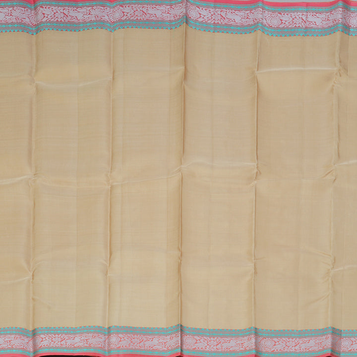 Hayagrivas Handloom Cream Kanjivaram Silk Saree with Peach Border KBF287E11-4