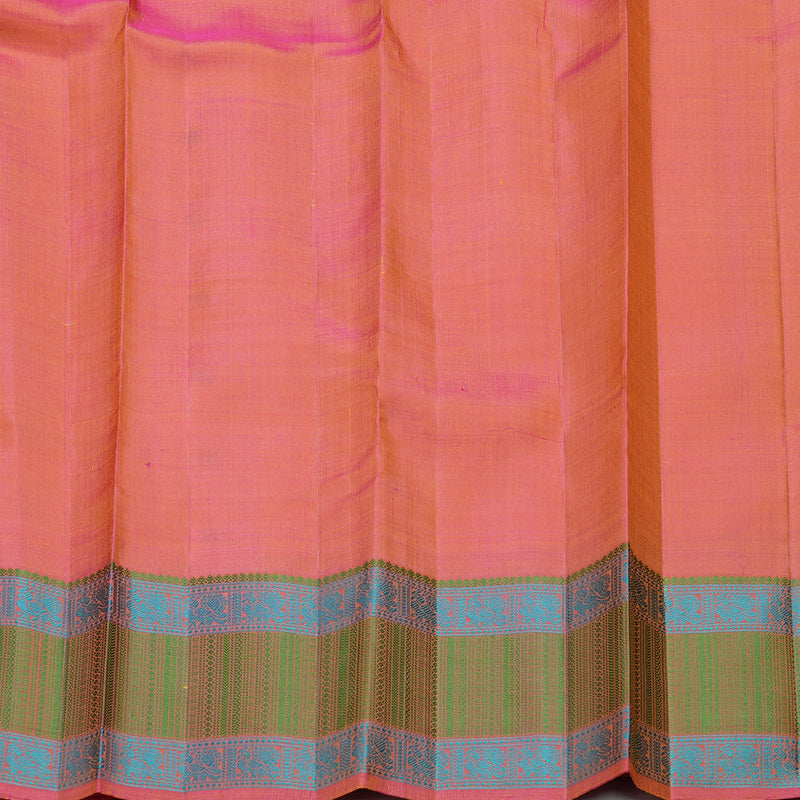 Hayagrivas Handloom Yellow Kanjivaram Silk Saree with Peach Pink Border KBF287E12-2