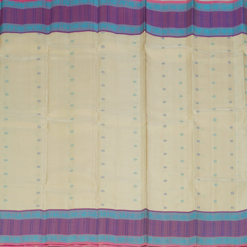 Hayagrivas Handloom Cream Kanjivaram Silk Saree with Pink Border KBF287E12-3