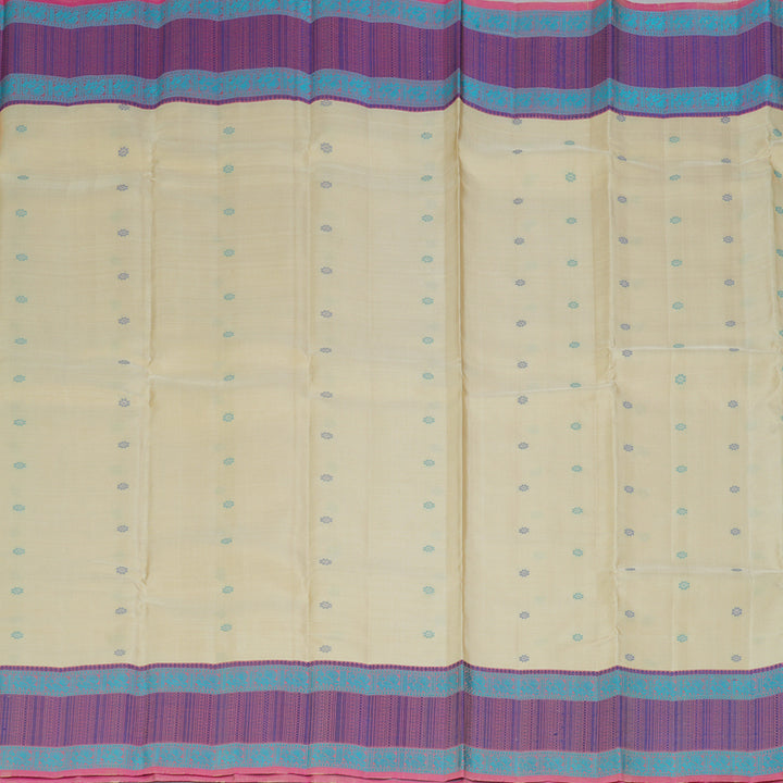 Hayagrivas Handloom Cream Kanjivaram Silk Saree with Pink Border KBF287E12-3