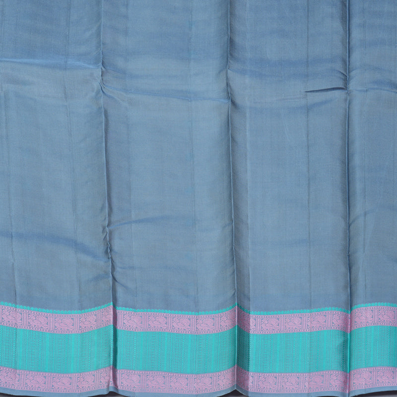 Hayagrivas Handloom Pale Yellow Kanjivaram Silk Saree with Sky Blue Border KBF287E12-4