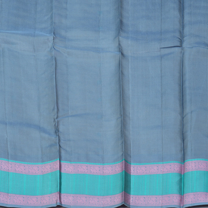Hayagrivas Handloom Pale Yellow Kanjivaram Silk Saree with Sky Blue Border KBF287E12-4