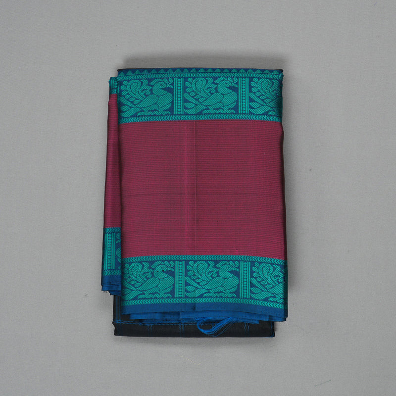 Hayagrivas Handloom Black Kanjivaram Silk Saree with Magenta Border KBF287E14-1