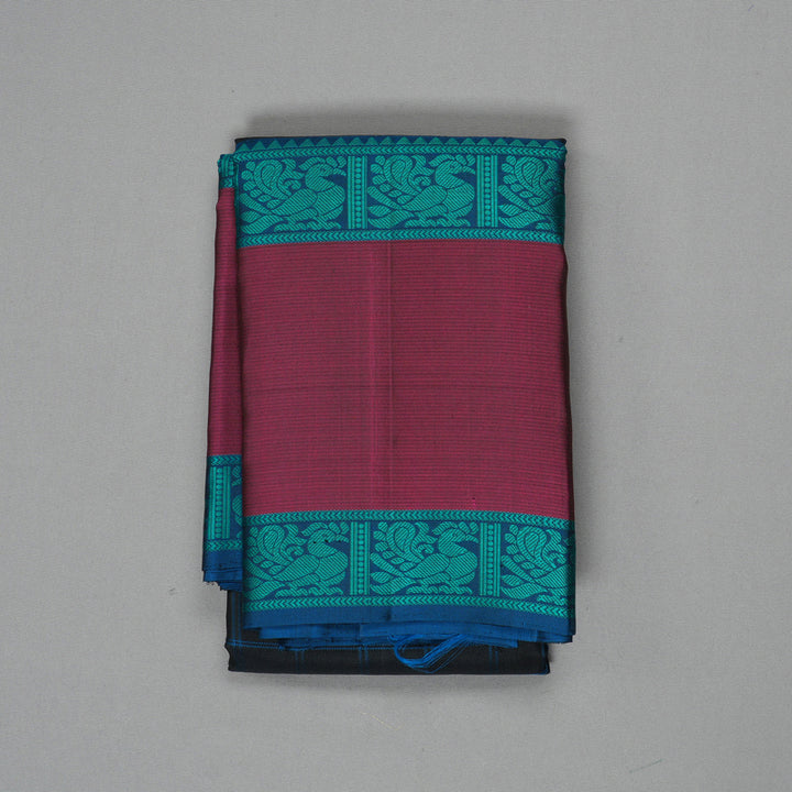 Hayagrivas Handloom Black Kanjivaram Silk Saree with Magenta Border KBF287E14-1