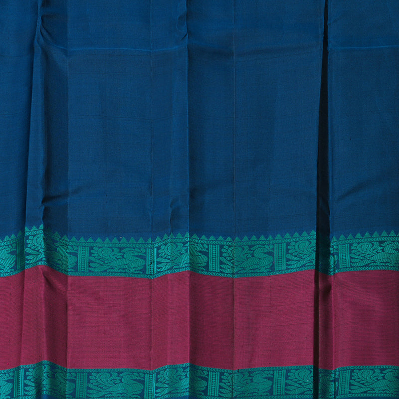 Hayagrivas Handloom Black Kanjivaram Silk Saree with Magenta Border KBF287E14-1