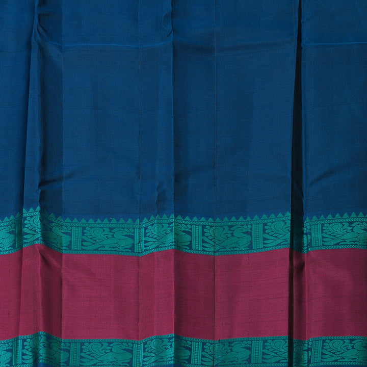 Hayagrivas Handloom Black Kanjivaram Silk Saree with Magenta Border KBF287E14-1